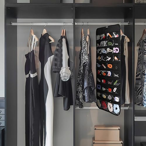 Miniatura 3 de Organizador colgante de joyas, 80 bolsillos, organizador de aretes, organizador de pulseras con bolsillos para mujer, para colgar aretes, collares,