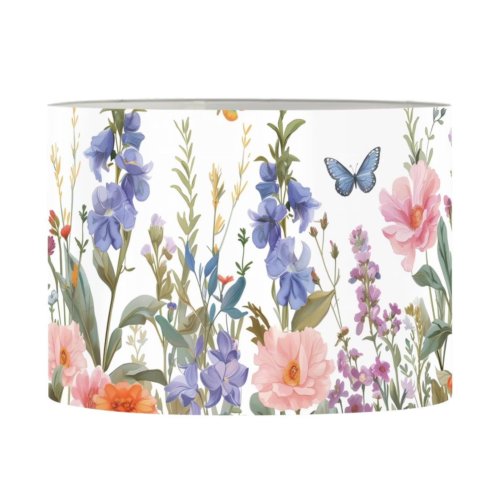 FANCOSAN Floral Drum Lampshade Cover with Spider Replacement Shade for Bedroom Living Room Study Desk Table Nightstand Lampshades M
