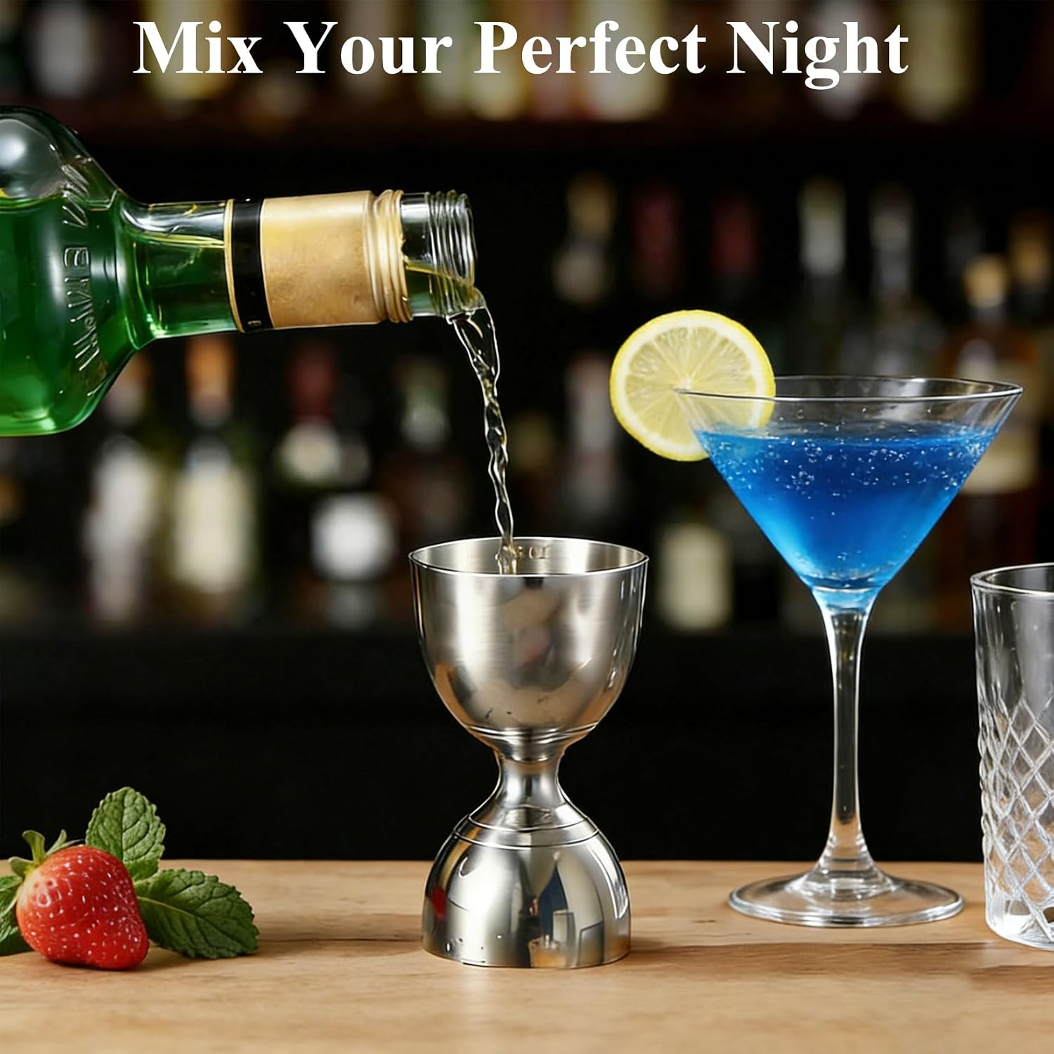 Professional Bartender Jigger - Premium Cocktail Bell Jiggers - 1oz & 2oz Double-Sided Stainless Steel Measuring Cup with Etched Inside Markings, Easy Read Ounce Lines for Home Bar & Cocktail Making