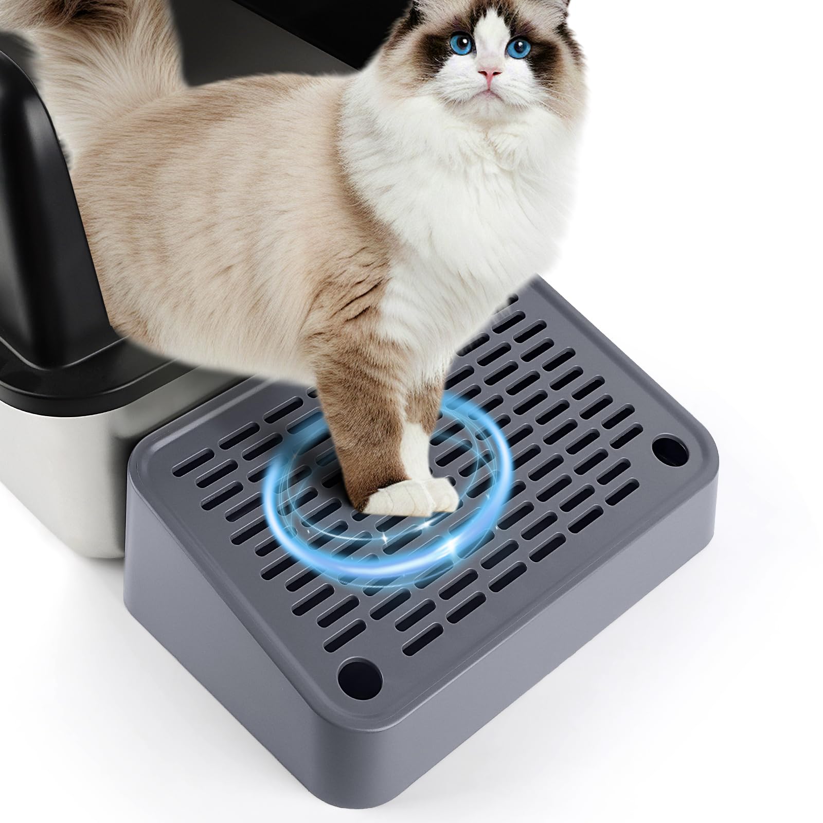 Katze Rampe, Katzentreppe, erhöhte Treppen & Stufen für Katze, Wurf Filter Pedal für Kätzchen alte Katzen Katzentoilette, leicht zu reinigen (Dunkelgrau)