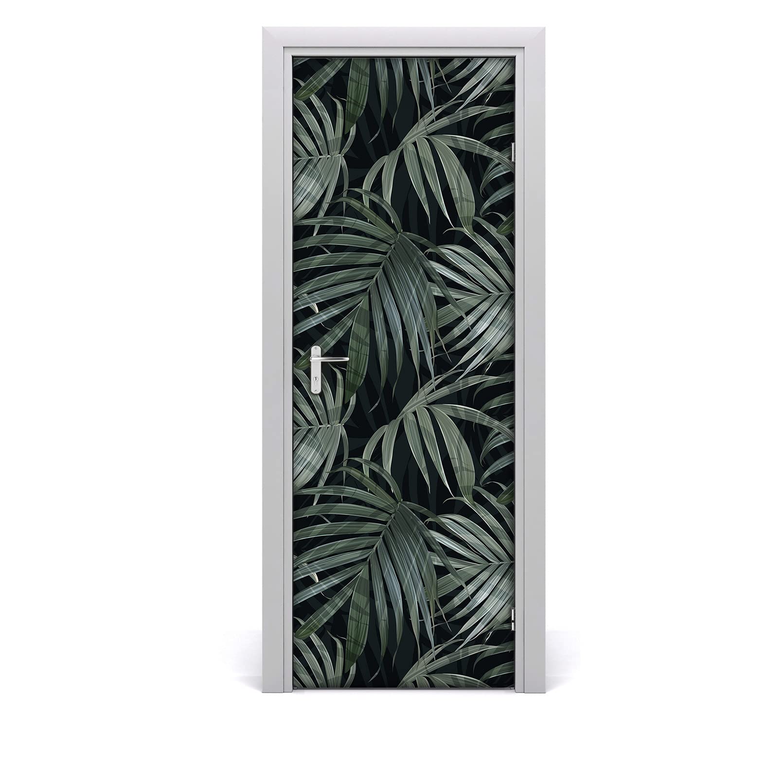 Vinilo para puerta extraíble que oculta imperfecciones con monstera