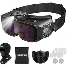 ARCCAPTAIN Auto-Darkening Welding Goggles Kit with LED Light, Shade 3/5-13