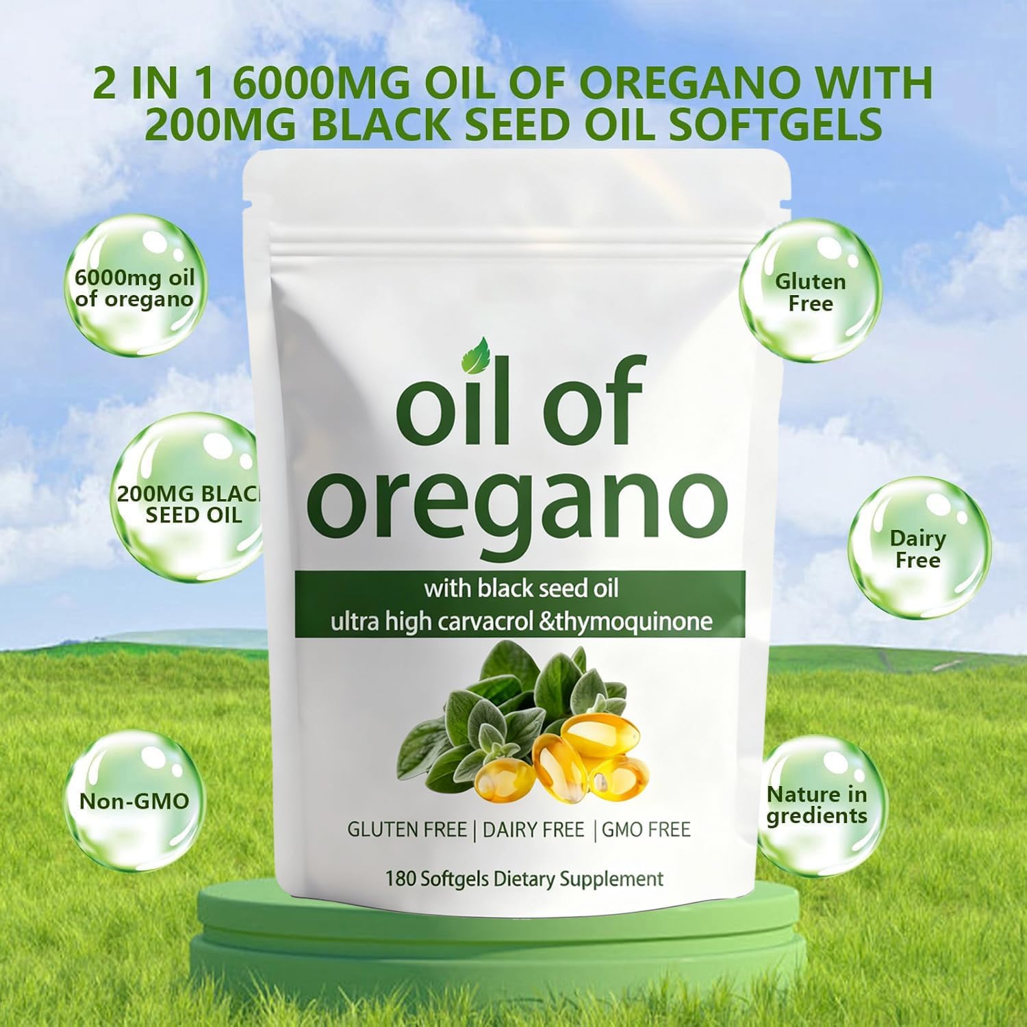 Fortifyx Oil of Oregano with Black Seed Oil, Retains High Concentrations of Carvacrol & Thymoquinone, 2-in-1 Formulation, Non-GMO,180 Softgels - Image 2