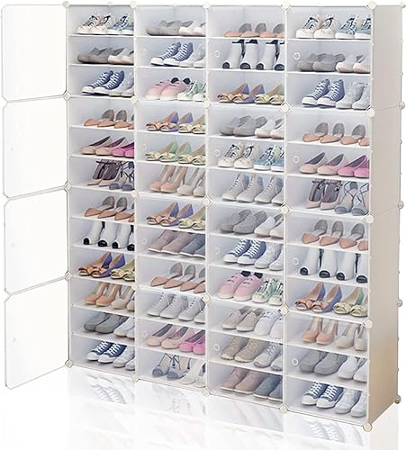 LOYALHEARTDY Organizador portátil para zapatos, 96 pares de zapateros de plástico transparente, 16 niveles, organizador de almacenamiento de zapatos