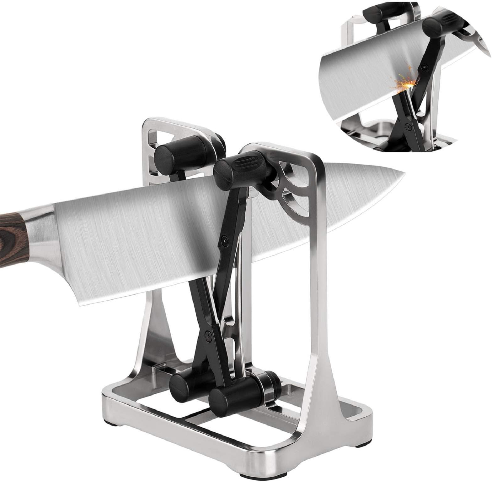 Kitchen Knife Sharpener Best Professional Knife Sharpener: Upgrade Metal Frame Sharpening and Whetting Tool Manual Knife Sharpener Suitable for Kinds of Knife Tools