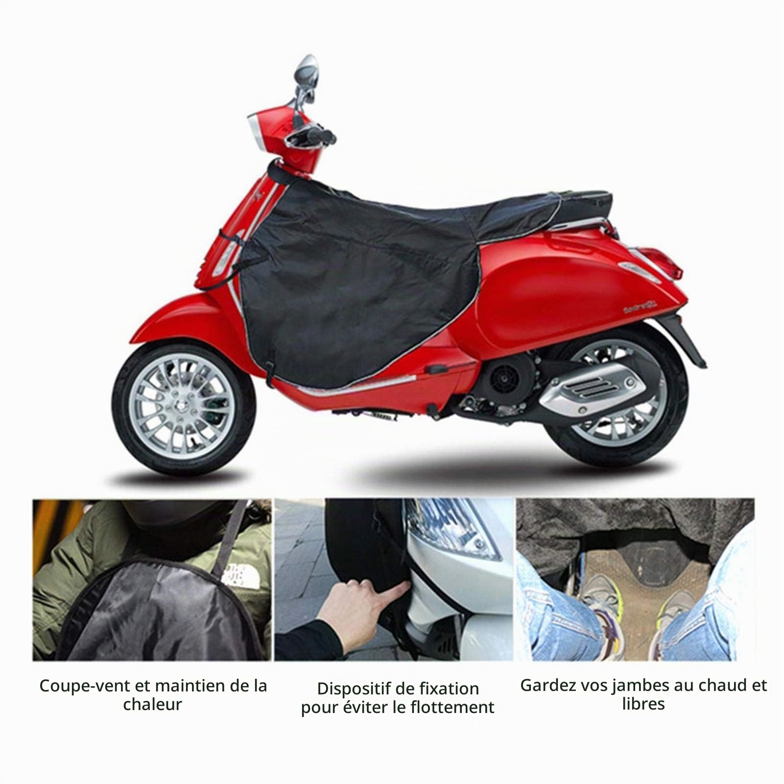 Tablier Genou, Velours imperméable à l'eau Couvre-Jambe Coupe-Vent Pare-Brise Scooter résistant à l'usure Couette Protection Jambe Chauavec Banélastique