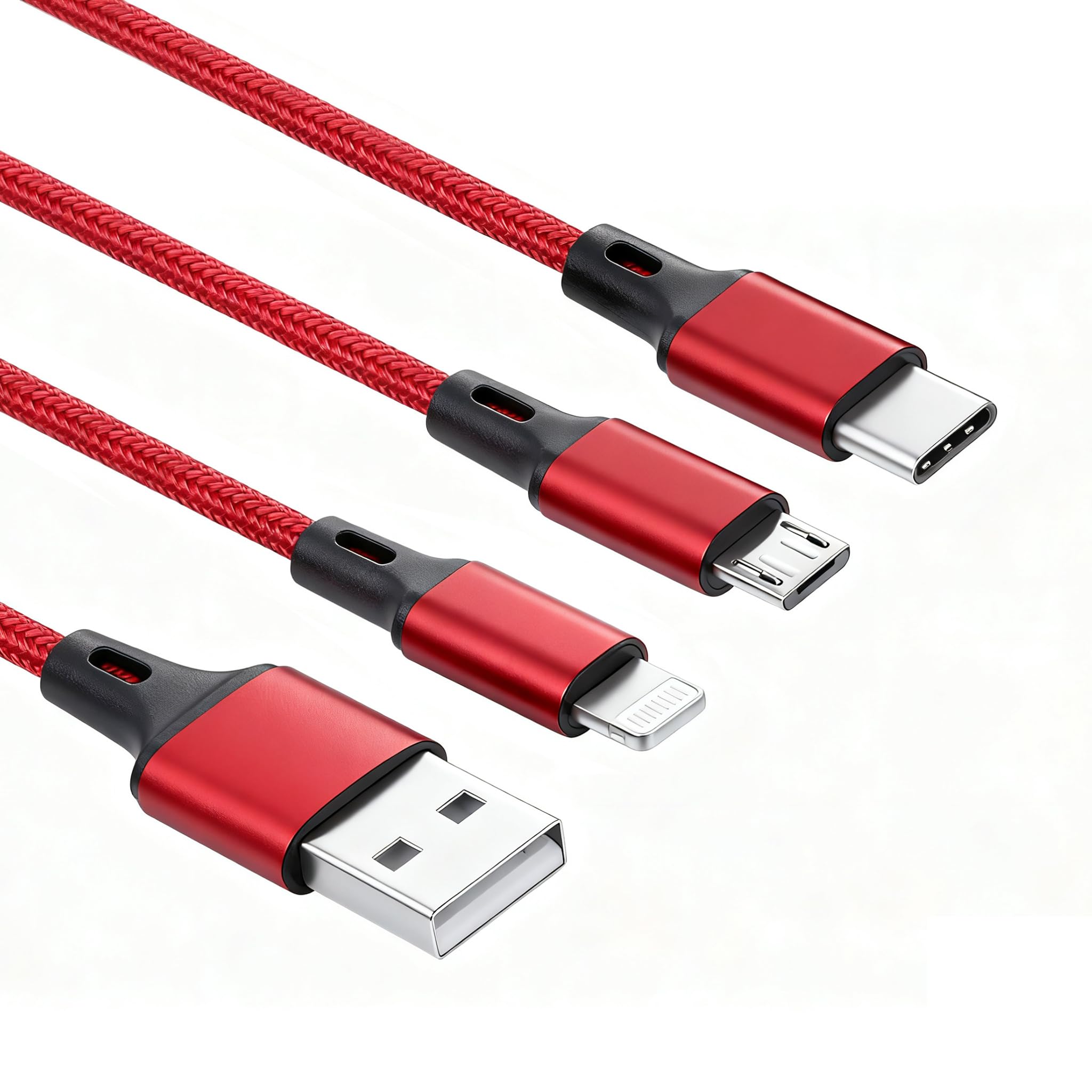 IFLASH Micro-USB/Typ-C-Kabel (3-in-1), 3-in-1-Multi-USB-Ladekabel, kurz, 20,3 cm, Schlüsselanhängerkabel, kompatibel mit Galaxy S10, S9, S8, iPhone 17, 16, 15, 14, 13, 12, XS, Max, XR, 8, 7, 6 Plus