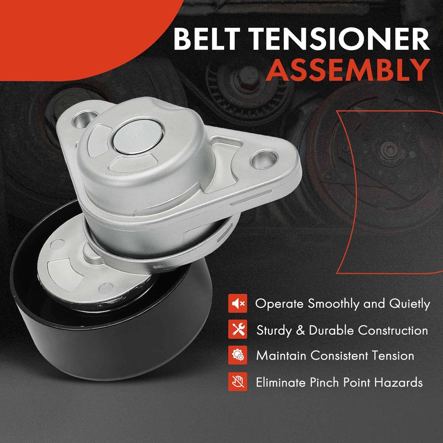 A-Premium Belt Tensioner Assembly with Pulley Compatible with GMC Acadia, Canyon & Chevrolet Camaro, Colorado, Blazer & Buick LaCrosse, Regal Sportback & Cadillac CTS, XT5, ATS, CT6, XT6, CT5
