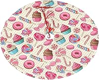 Vista 1 de Ftuiylu Colorida piruleta de caramelo, macarrón, cupcake, dona, árbol de Navidad, falda de 36 pulgadas para Navidad, Halloween, Año Nuevo
