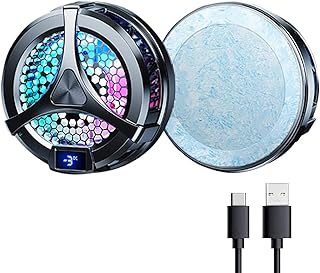 مبرد موبايل مغناطيسي بتقنية أشباه الموصلات متوافق مع موبايلات آيفون 12/13/14/15، بوضعين، وشاشة عرض ال سي دي وإضاءة ار جي بي ومروحة ألعاب فورية لموبايل أندرويد وآيفون وأجهزة آي باد (لون أسود)