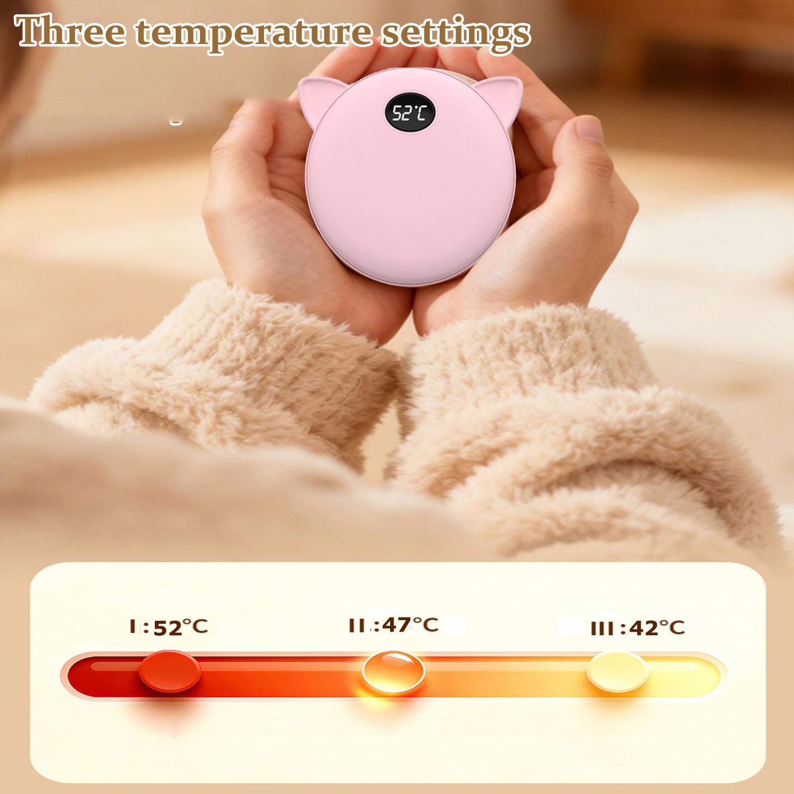 Scaldamani Ricaricabili, Power Bank, Tascabili Riutilizzabili, 3 Impostazioni di Calore, Regali per Donne E Uomini, Golf, Sci, PescaPink,Style 2
