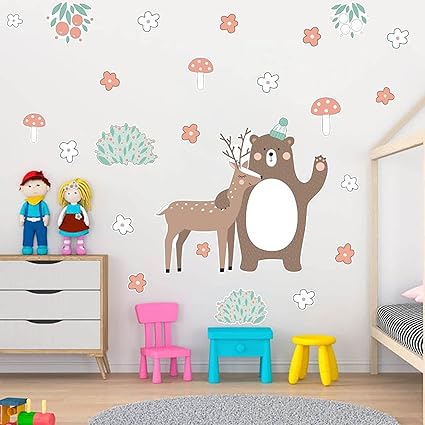 Amazon Co Jp ウォールステッカー ウォールペーパー 壁紙シール 鹿 クマ かわいい 剥がせる 壁 インテリア 部屋飾り 玄関 廊下 装飾用 壁画 可愛い Diy 工具 ガーデン