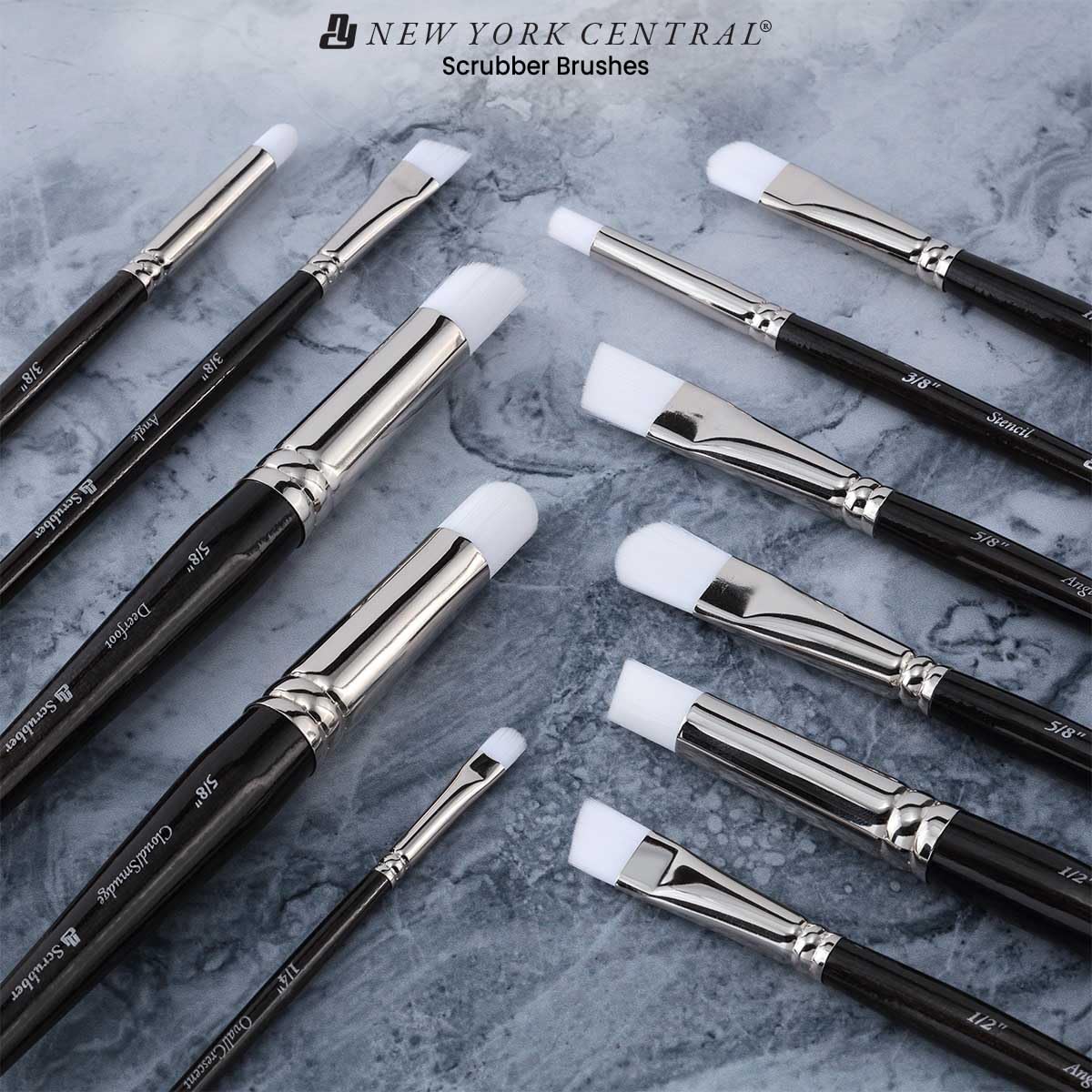 New York Central Stiff - Set di 4 pennelli per acquerello, a forma di piede
