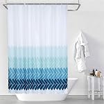 Black and Grey Shower Curtain, Shower Curtain for Men Bathroom White Neutral Stripes Polyester Fabric 12 Hooks 72 x 72 Inches