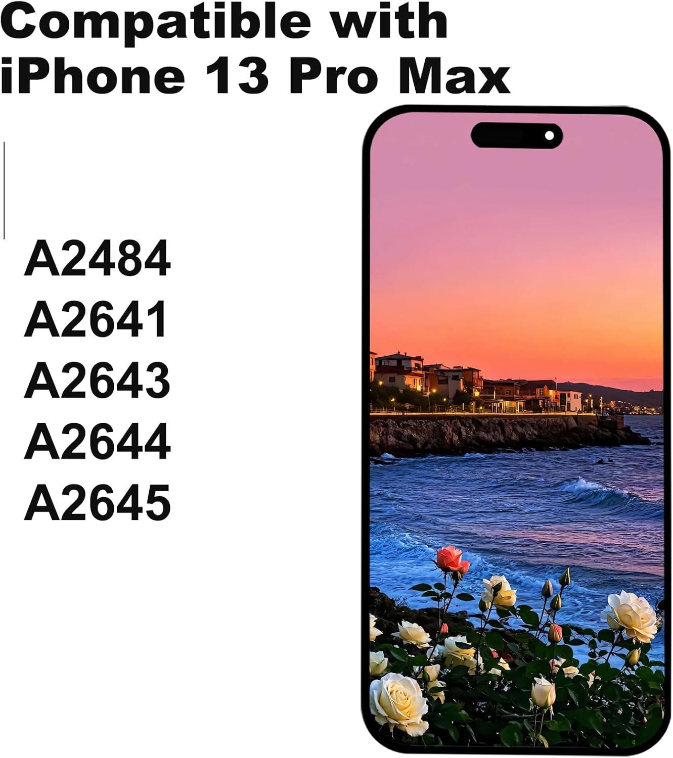 OLED Screen for iPhone 13 Pro Max 6.7" Screen Replacement [OLED, NOT LCD], 3D Touch Display Full HD Digitizer Assembly with Repair Tools Kit, Waterproof Adhesive, Screen Protector