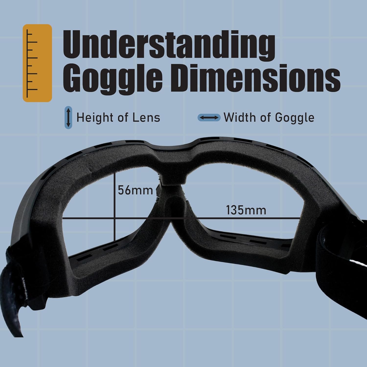 Epoch Eyewear Luca Over The Glasses Motorcycle Goggles Biker Anti-Fog Clear Lenses ANSI Z87.1 Safety Rated - Image 3