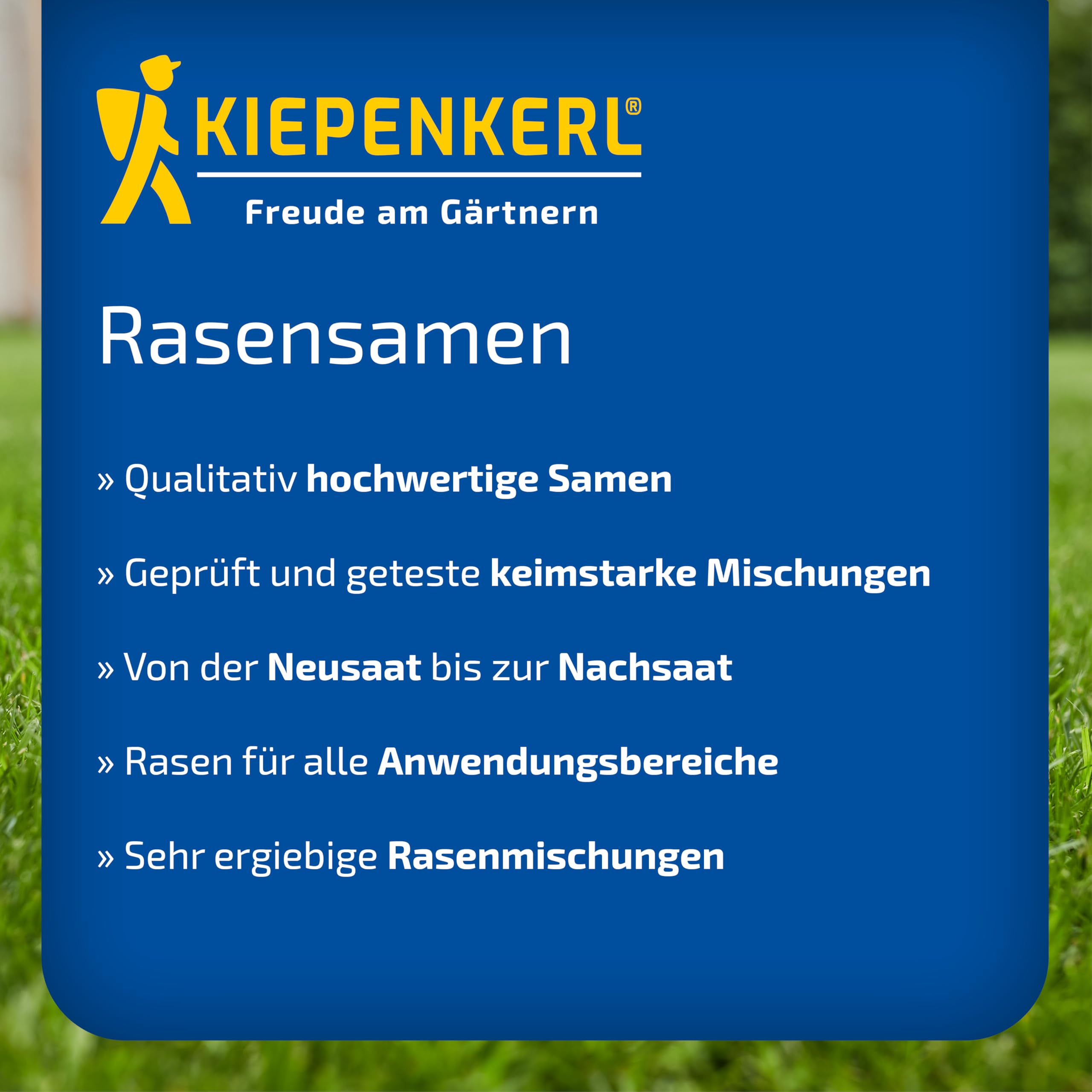 Kiepenkerl Spiel- & Sportrasen 1085238-10kg für 400m² - strapazierfähig - schnellkeimend und robust - robust und strapazierfähig - Saatgut Made in Germany | dicht wachsend, trittfest, ideal fuer Familiengaerten, schnelle Regeneration, hochwertige Grasmisc