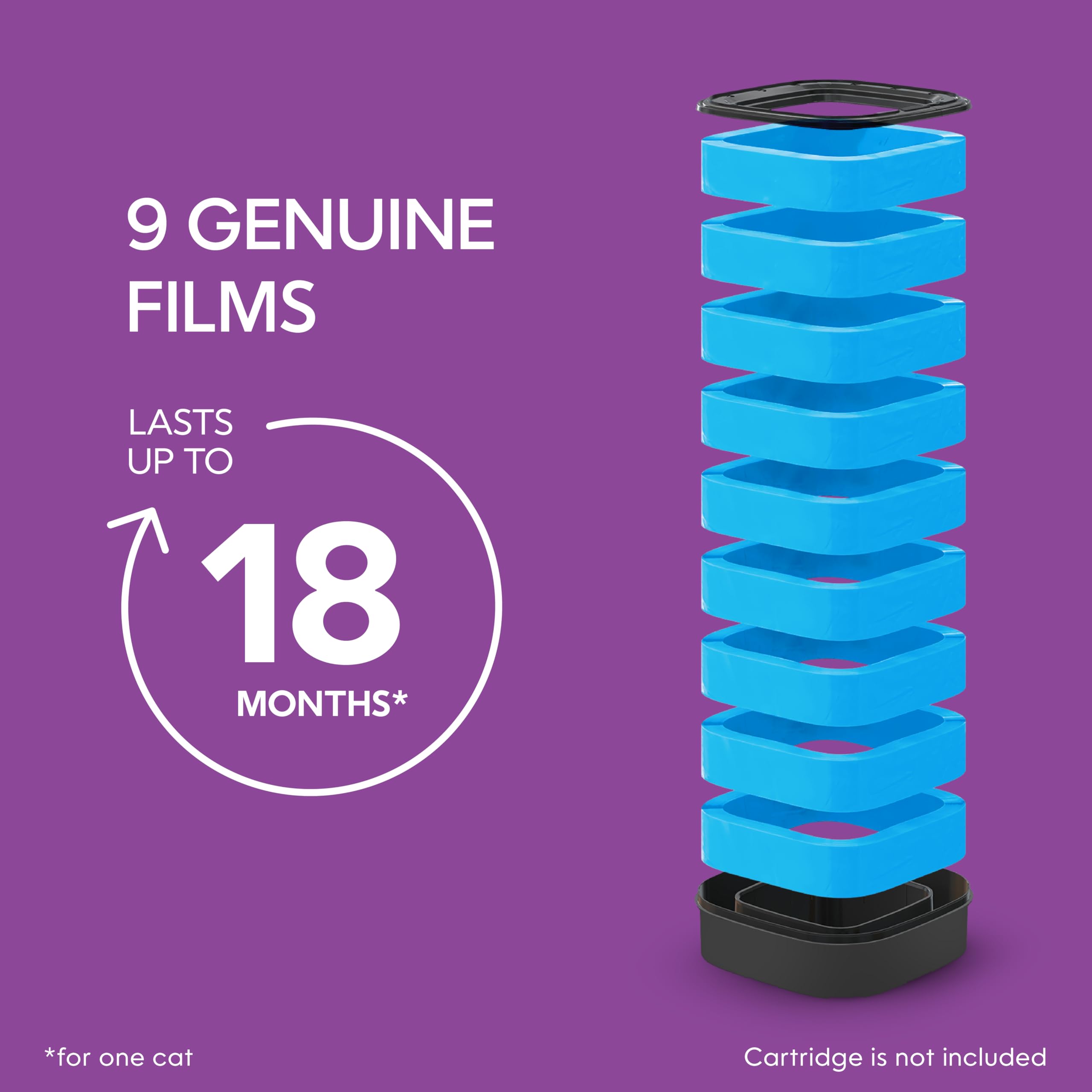 Las bolsas de recambio Litter Genie - Paquete de 9 películas originales proporcionan un total de bolsas de 120 pies, ofreciendo hasta 18 meses de uso para un gato.