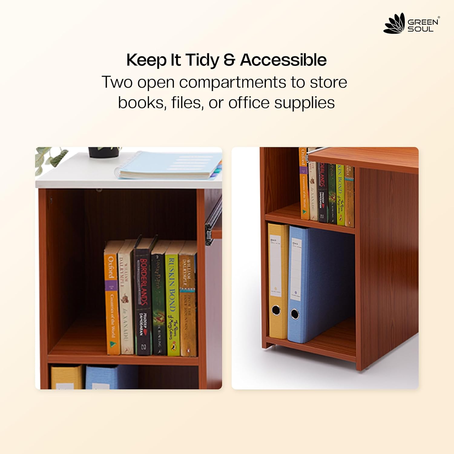 Green Soul Murray Computer Table for Home - Study Table for Students, Work Table for Adults & Professionals with Keyboard Tray, Storage Shelves | Natural Teak | 3 Years Warranty 25 71E4NA6 BvL. SL1500