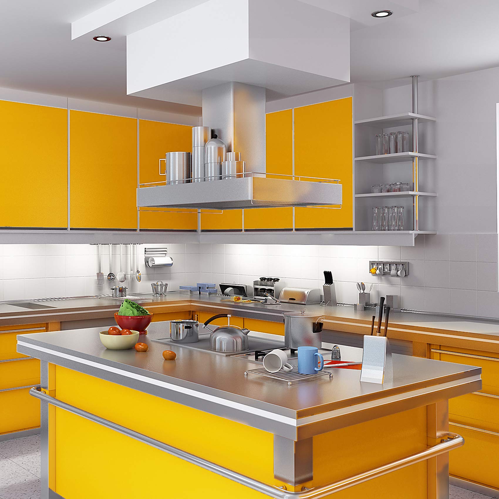 Film adhésif brillant ou mat pour meubles, cuisines ou salle de bains (021 jaune, mat) 10 m x 63 cm