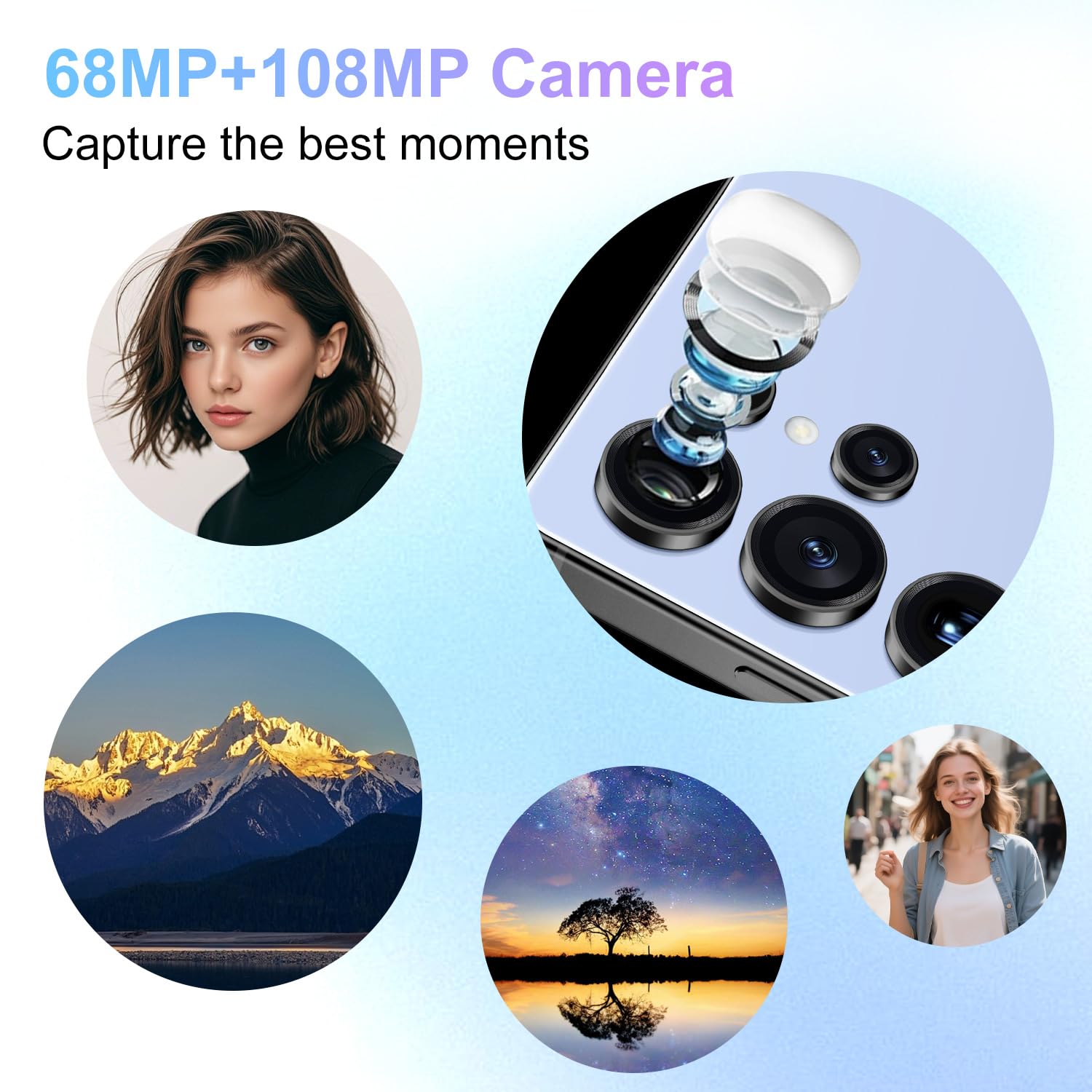 I25 Ultra Unlocked Android Phone| 12GB RAM+512GB| 6.99" HD Screen| 7000mAh Long-Lasting | Snapdragon 8 Gen3 | 68MP+108MP Pro Camera| Android 14 System| Face Unlock + Stylus (Titanium Blue)