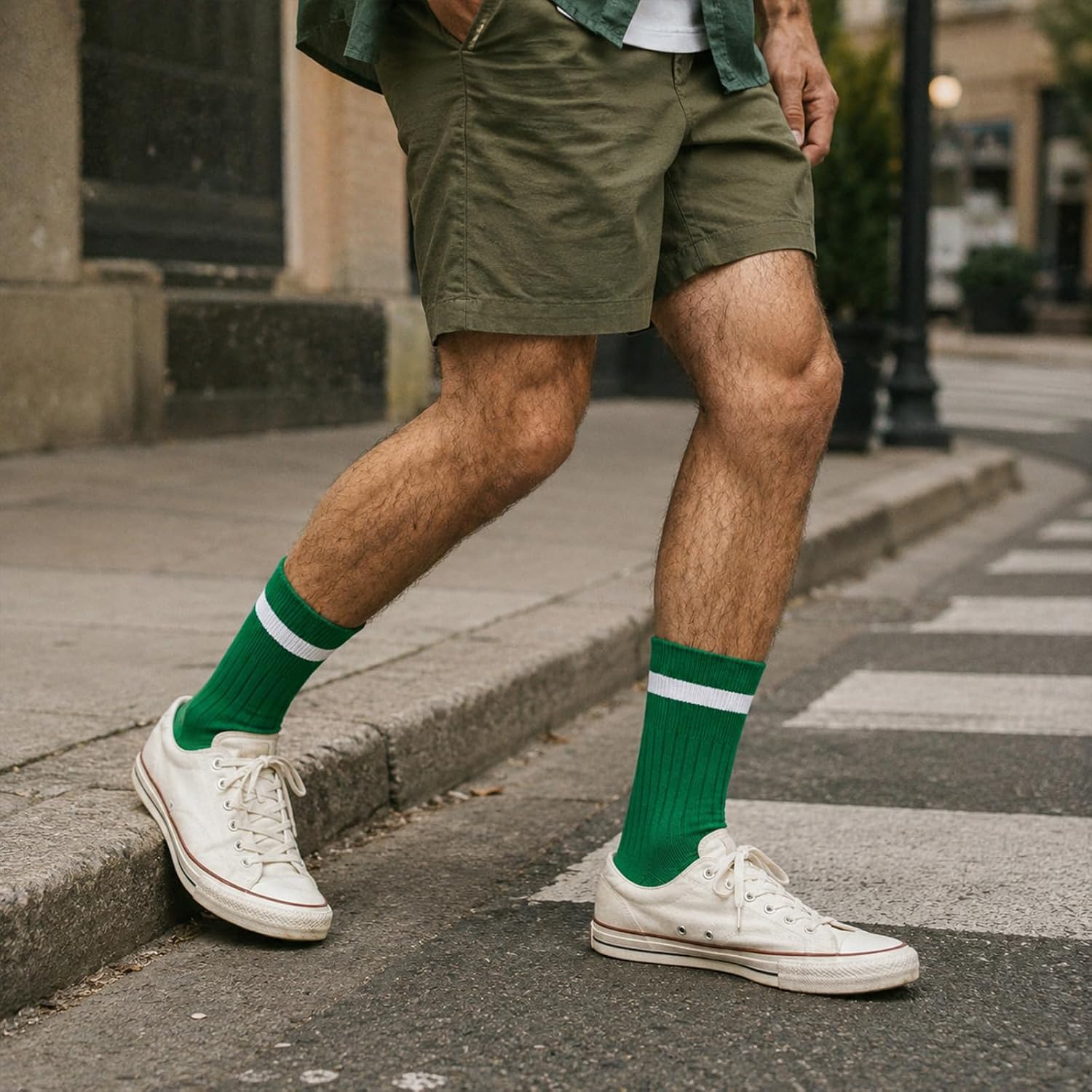 WANDER Classic Retro Stripe Calf Socks for Men & Women - Breathable, Ribbed Cuff, Combed Cotton Crew Socks 3-Pack 7-10