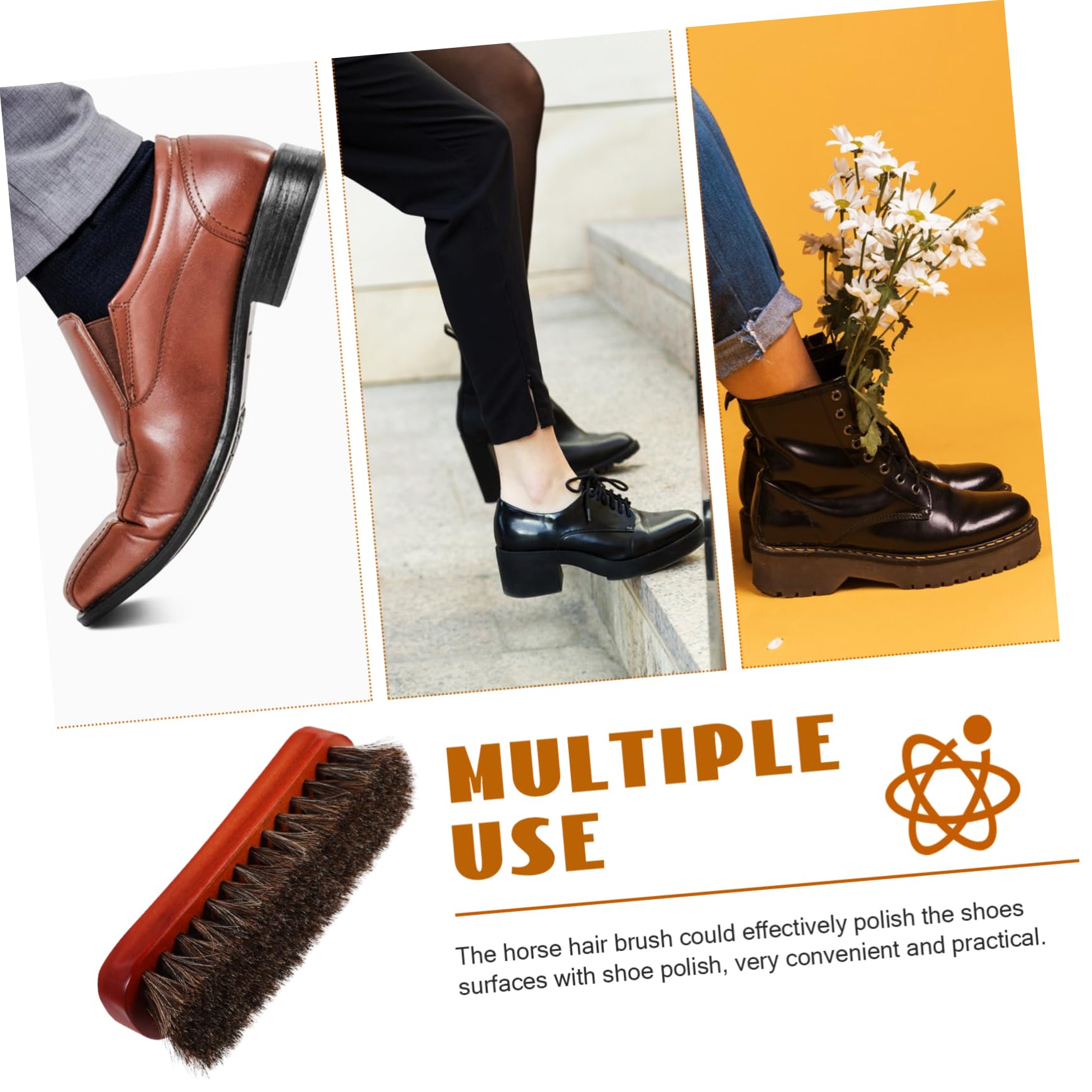 5piezas Cepillo De Limpieza Multiusos De Madera y Pelo De Caballo Herramienta para Pulir Zapatos para Cuidado De Calzado y Accesorios