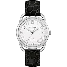 Bulova Ladies Joseph Commodore Limited Edition Automatic Black Leather Watch 34.4mm - 96M152