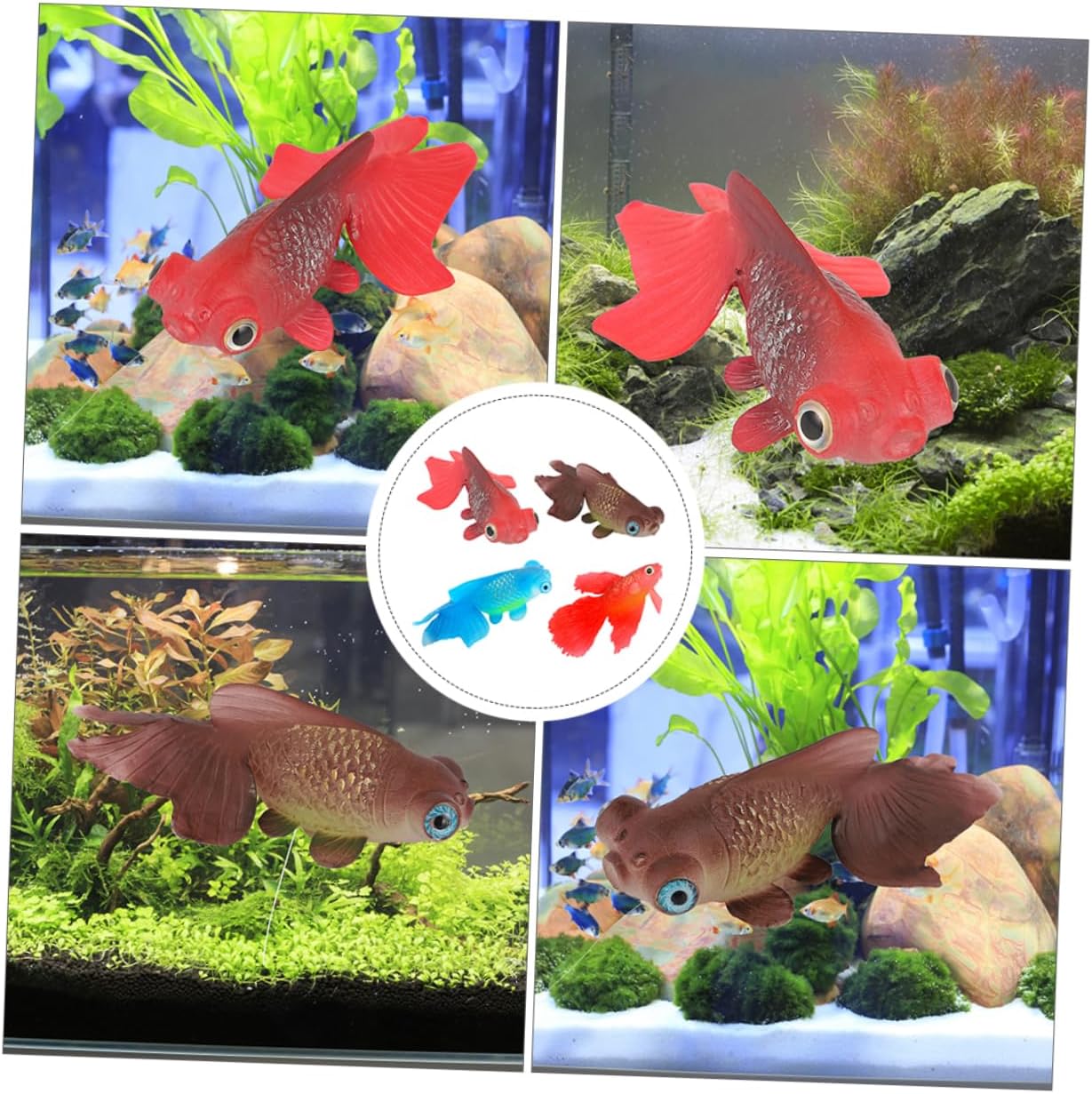 BCOATH 4 Pcs Artificial Fish Glow in The Dark Goldfish Fake Fish Shine ...