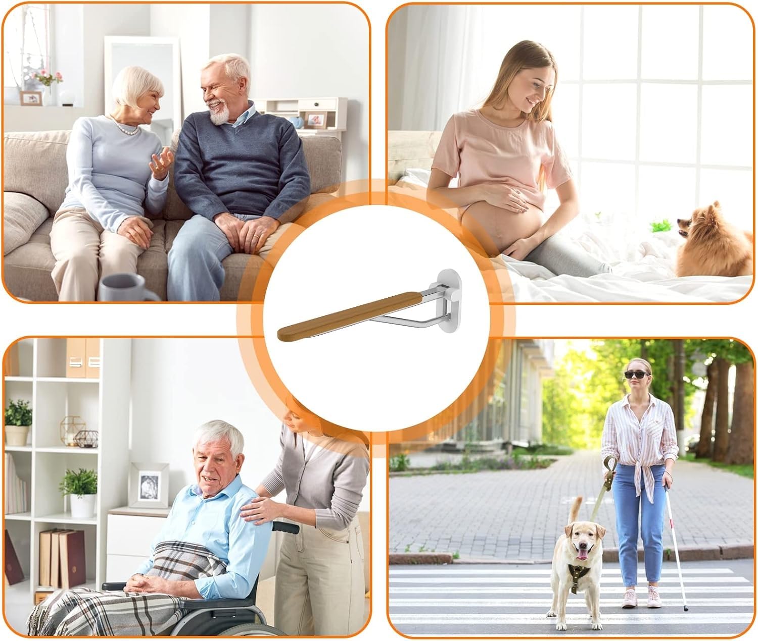 Barra de apoyo para inodoro abatible, barras de apoyo plegables para el cuarto de baño, barras de seguridad abatibles para la ducha y asidero de pared para personas mayores y ancianos.