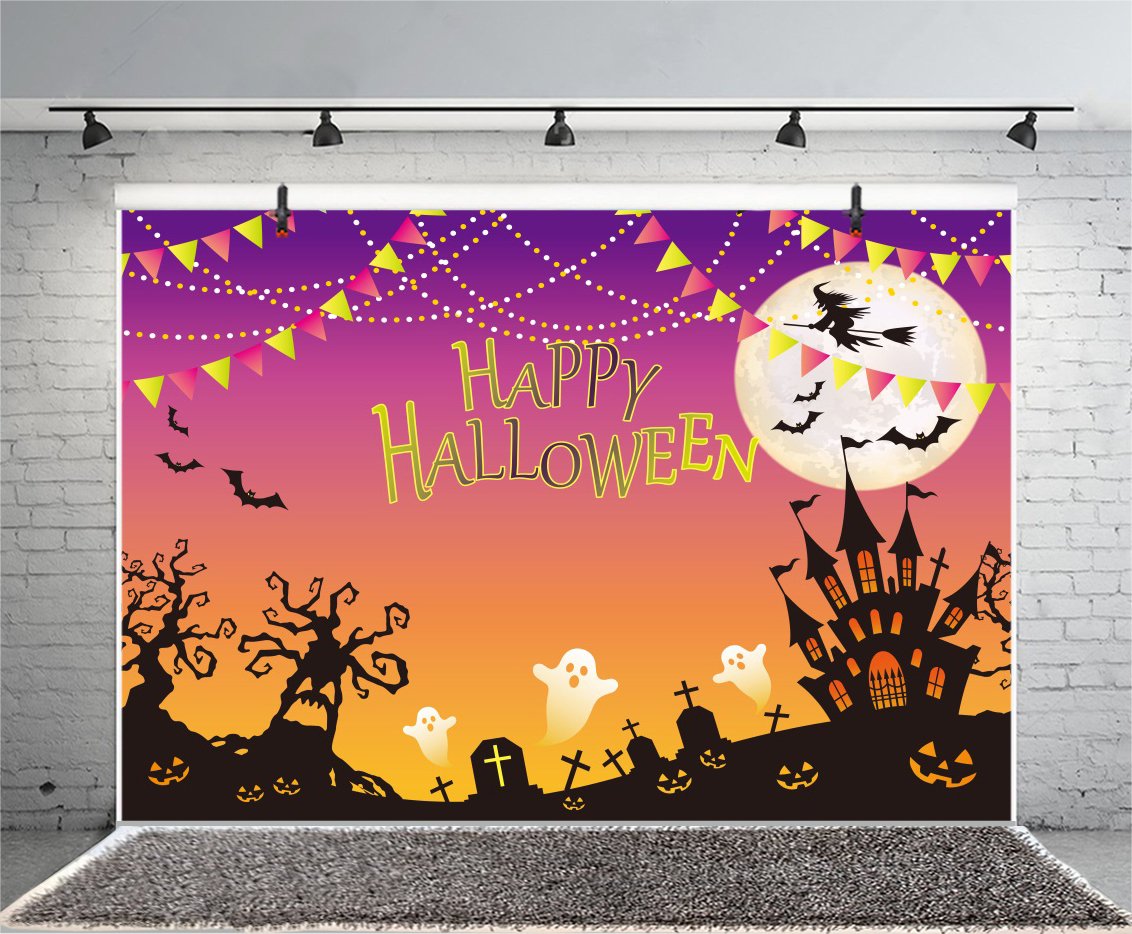 Amazon | Qinunipoto 背景布 ハロウィン happy halloween 写真の