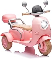 OKYBABY 12V Kids Electric Motorcycle for Ages 3-6: 2 Seats, 3 Wheels, Dual 30W Motors, Bluetooth Music, Lights, Pink Ride-On Scooter