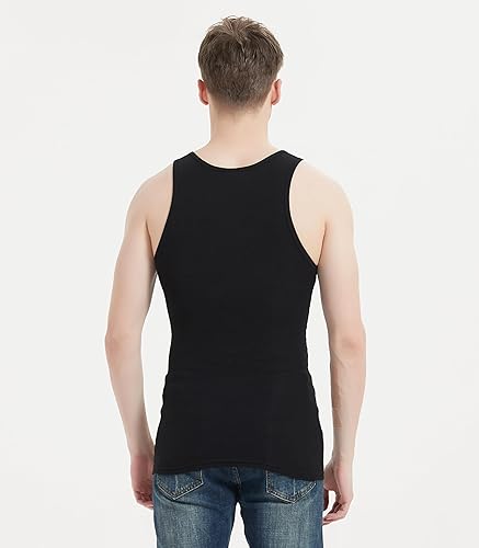 Miniatura 4 de Comfneat Paquete de 6 camisetas sin mangas ajustadas de algodón y elastano para hombre
