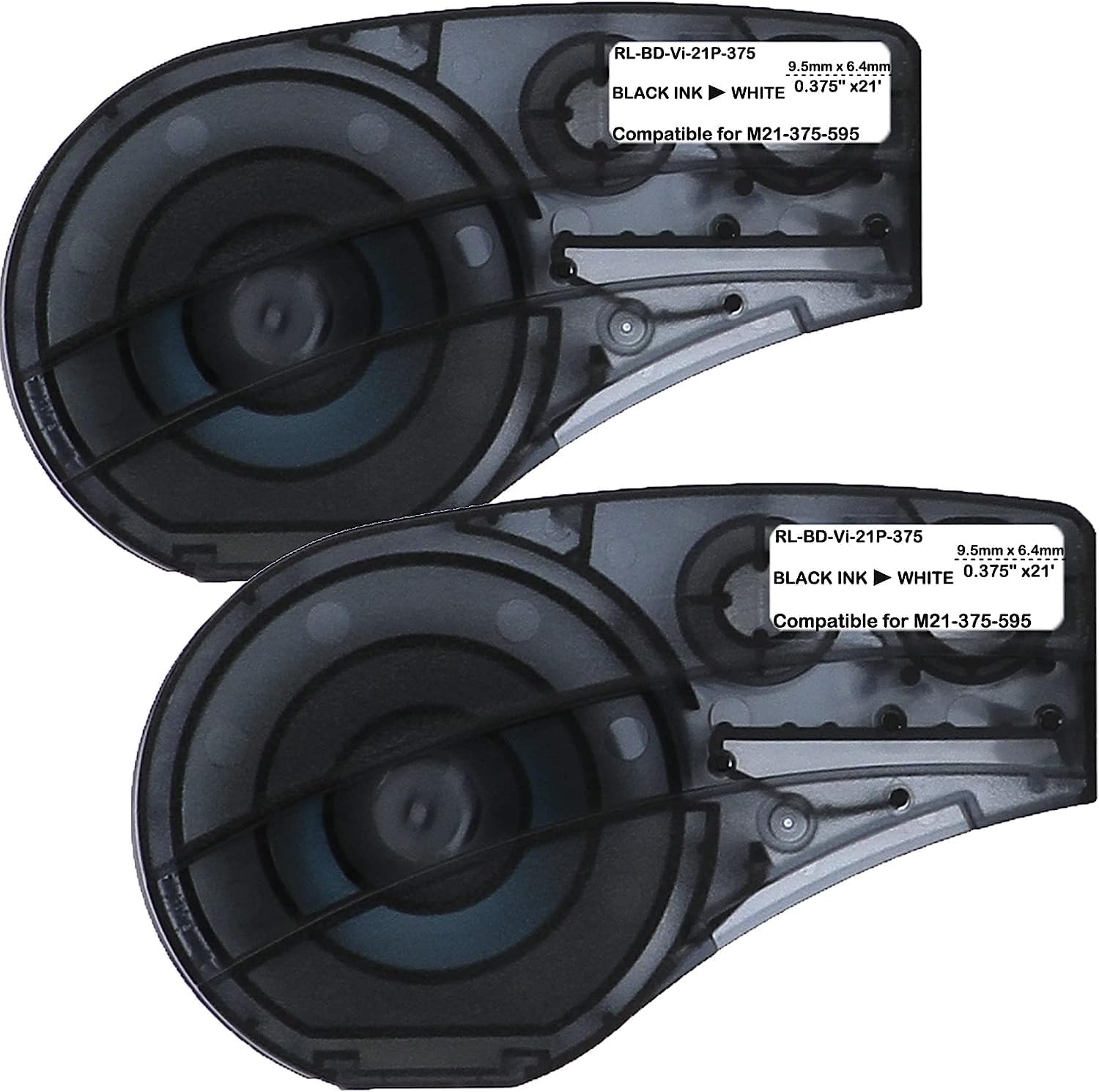 Compatible Label Tape Replacement for M21-375-595-WT-BK Work with BMP21-PLUS/LAB Black on White Vinyl Tape-2 Pack