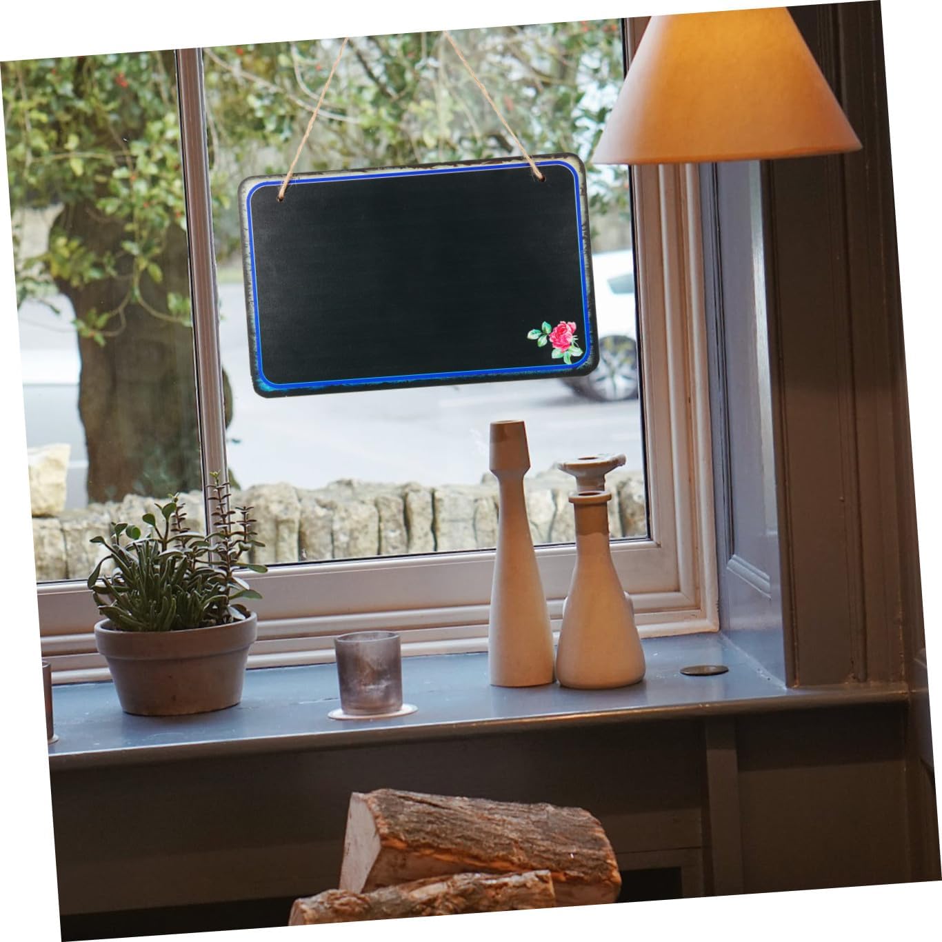 Decorative Hanging Chalkboard Memo Message Board Single-Sided Black Writing Board for Restaurant Café DIY Announcement Display Style