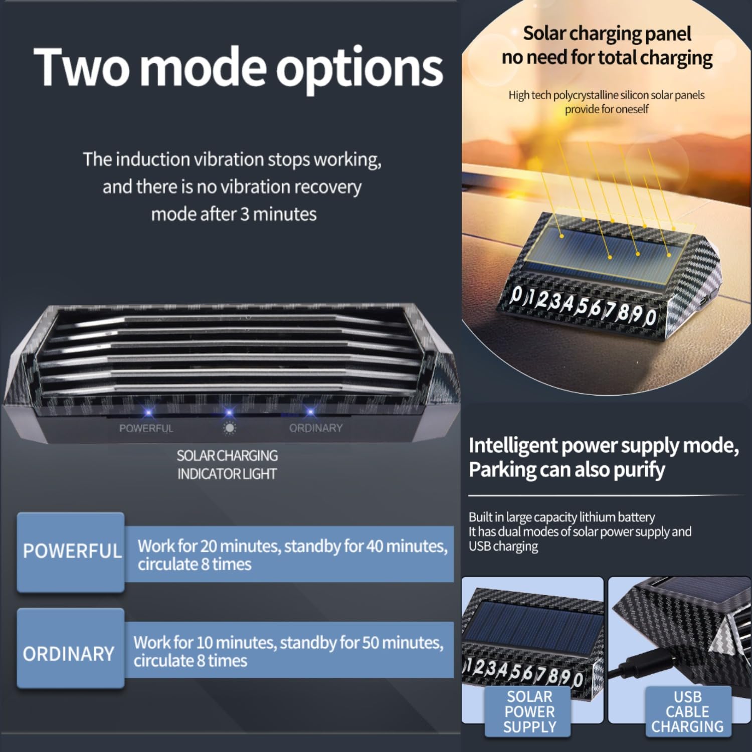 Purificador de aire solar para automóvil con carga USB y eliminación de olores de ozono, ionizador portátil sin filtro HEPA para humo, olores de mascotas, COV, compacto, silencioso, mejor para uso en
