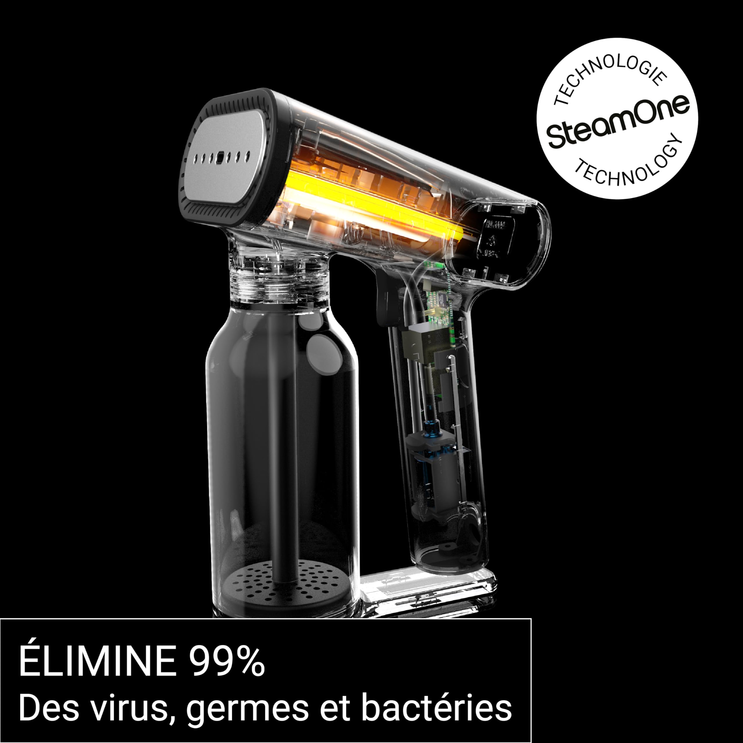 STEAMONE - Steamer Défroisseur à vapeur 2000W, 30g/min - Fer portatif - Capacité 400 ml - Élimine 99,99% d'impureté - Prêt en 30s - Cable 3m - Format compact - KARL XL - CREAM400