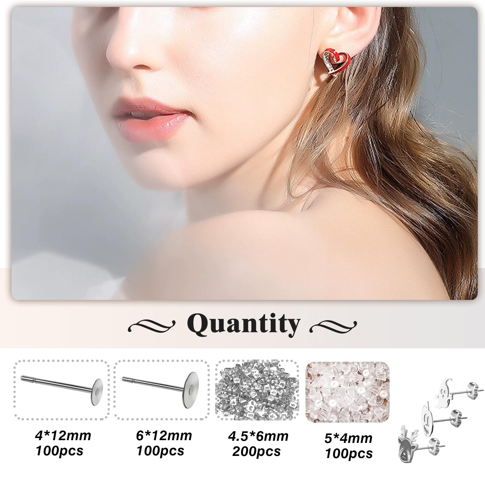 Lot De 100 Fermoirs De Boucles D'oreilles En Caoutchouc Transparent - Universels - 10 Mm - 6 Couleurs Métallisées