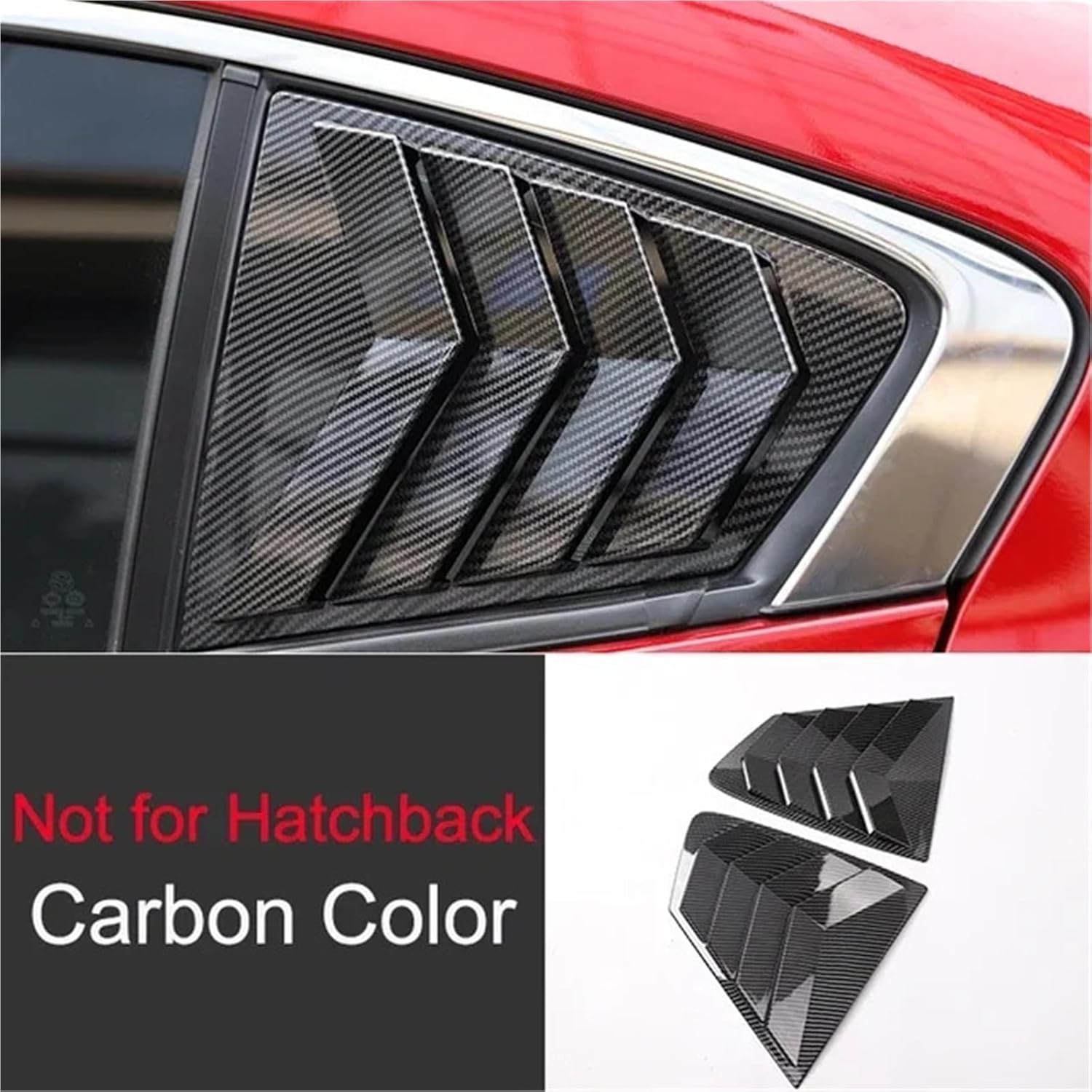 Car Rear Louver Window Side Shutter Cover Trim Sticker Vent Scoop ABS Compatible with Mazda 3 Axela Sedan 2020-2022(Carbon)