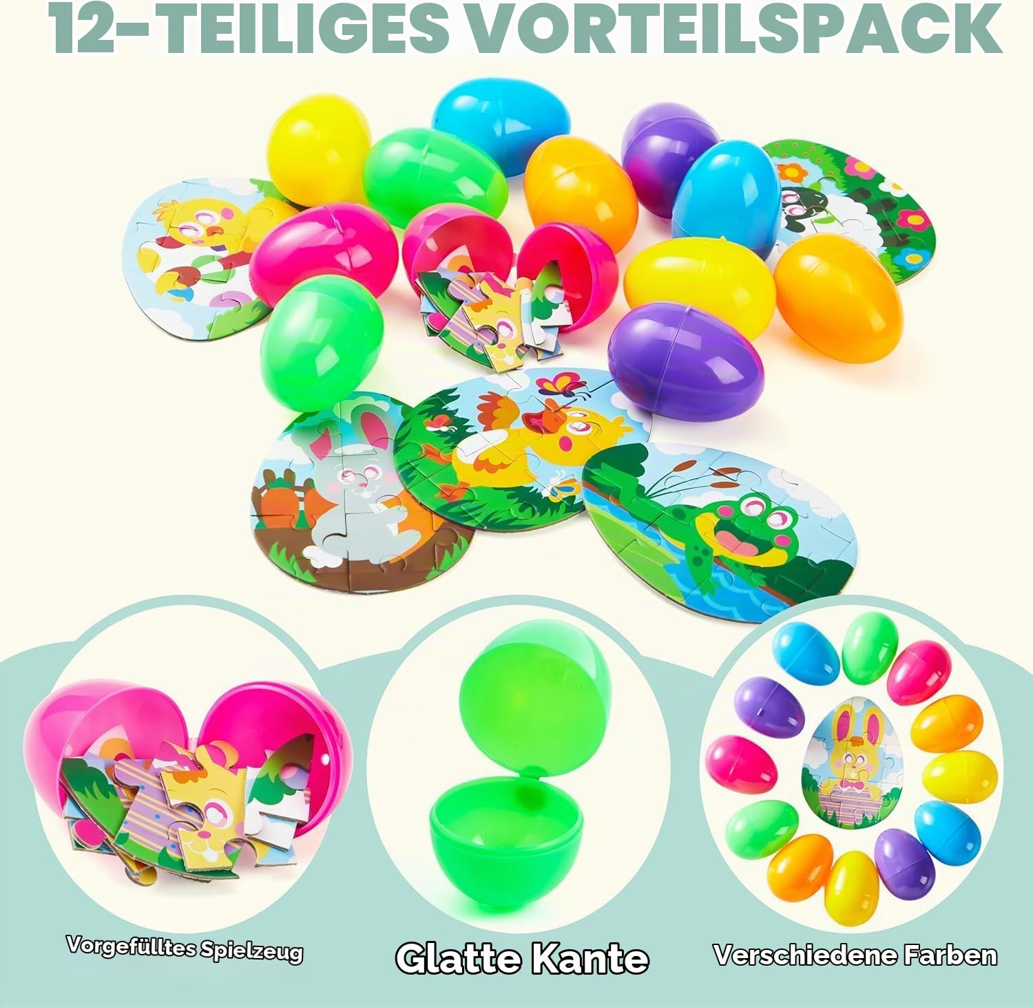 JOYIN 12 Pcs Ostereier Jigsaw Puzzle für Ostereiersuche Zubehör, Schule Klassenzimmer Aktivitäten Belohnungen, Ostern Party Geschenke, Osterkorb Füller