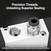 Vista 6 de Baomain Colector de válvula electromagnética de 4 estaciones, 24V CC 5 vías 2 posiciones válvula de aire neumática, cuatro solenoides, puerto PT