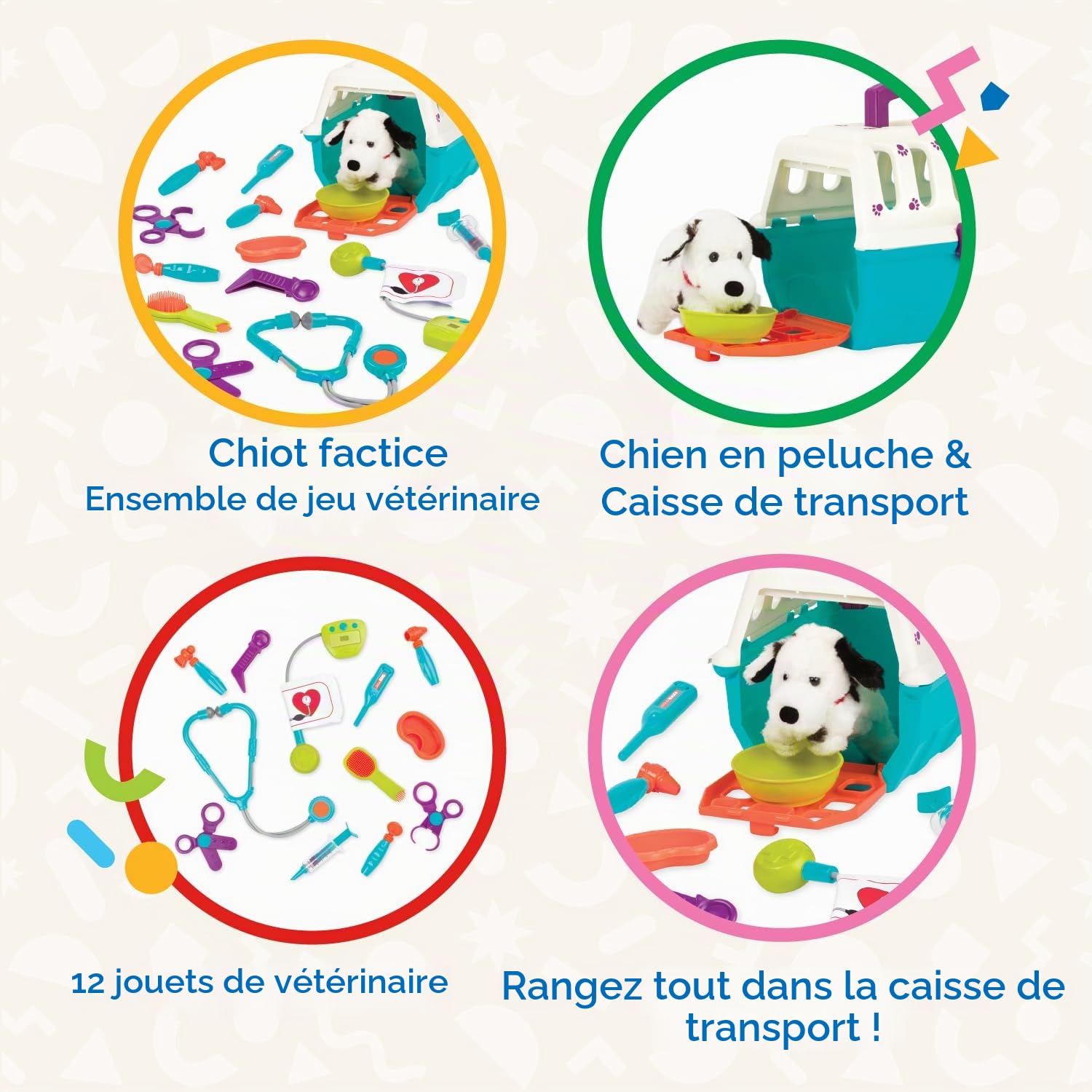 Battat - Kit vétérinaire pour dalmatiens - Jouet Vet pour Jouer à Faire Semblant - Jeu de Soins pour Chiens - Chiot en Peluche et Porte-bébé - Ensemble vétérinaire pour Enfants - 2 Ans et +