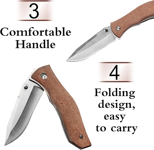 Miniatura 4 de GBVllexuii Cuchillo de bolsillo personalizado para hombre grabado personalizable plegable de madera con nombre caja texto regalo de Navidad mujer