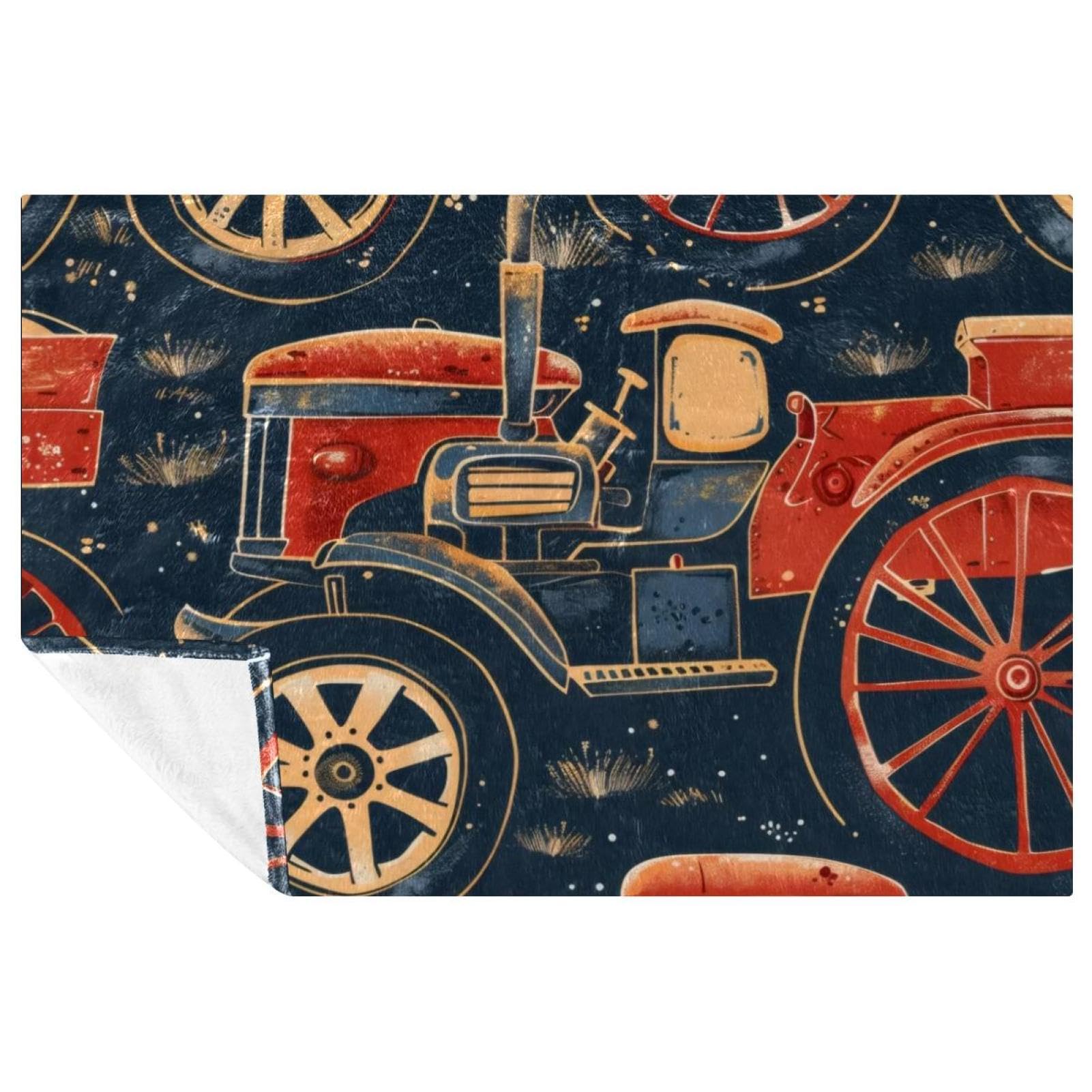 Couverture imprimée tracteur vintage jeté de lit chaud et plaid canapé