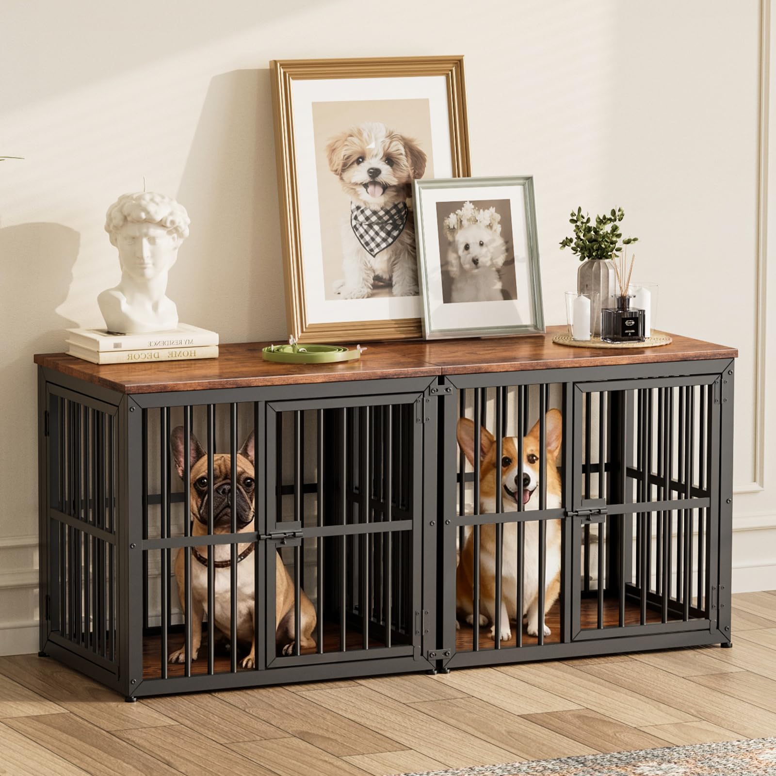 Amazon.com: Lyromix 54'' Dog Crate Furniture for 2 Puppy Small