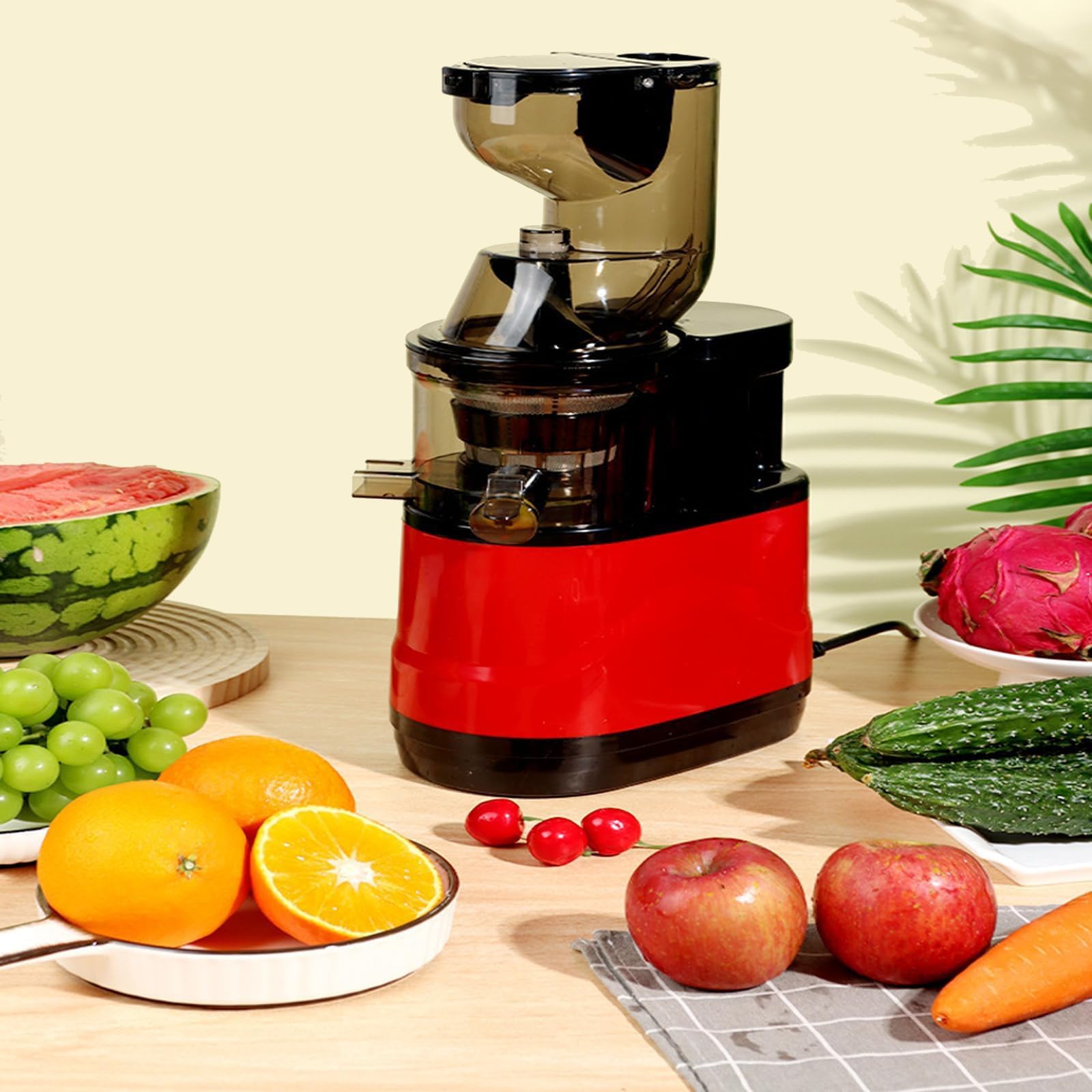 Estrattore di succo verticale a masticazione, estrattore di succo a freddo completamente automatico con 2 tazze, resa di succo ad alta purezza del 98,5%, macchina per succhi di frutta e verdura