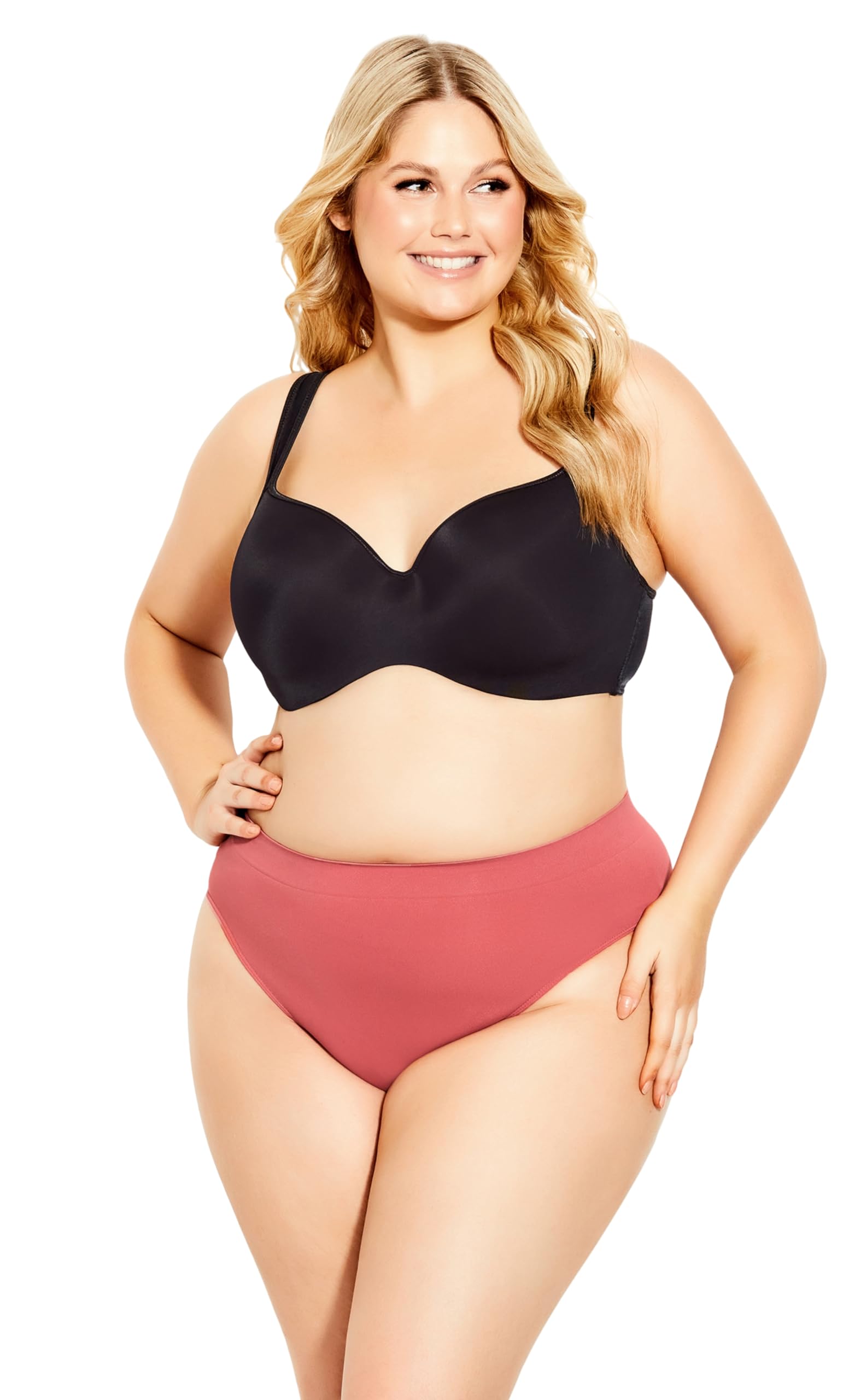 AVENUE Women's Plus Size Seamless Hi Cut Brief