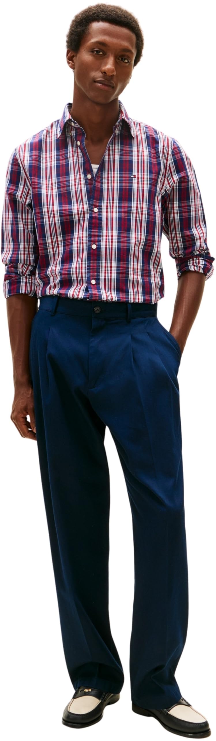 Tommy Hilfiger Koszula L/S Mężczyźni Flex Poplin Medium Check Shirt Mw0mw41712