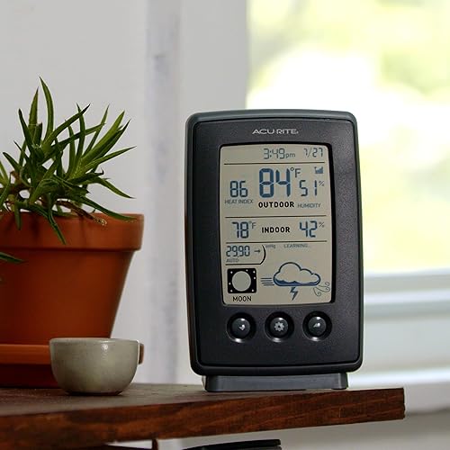 Miniatura 2 de AcuRite 00829 Estación meteorológica digital con pronóstico, temperatura, reloj, fase lunar, negro