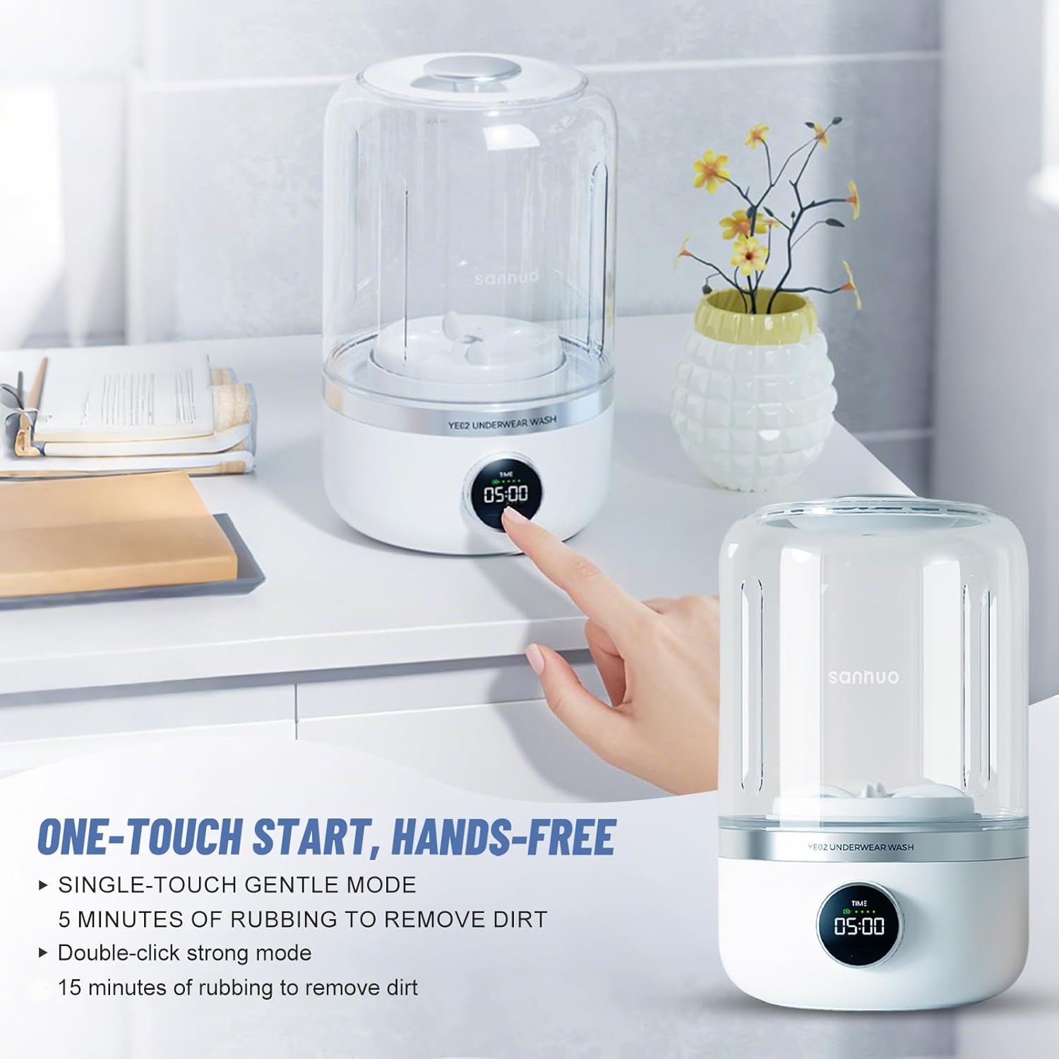 Portable Mini Washing Machine Small Travel Washing Machine 1.2L Suitable for Underwear, Panties, Socks